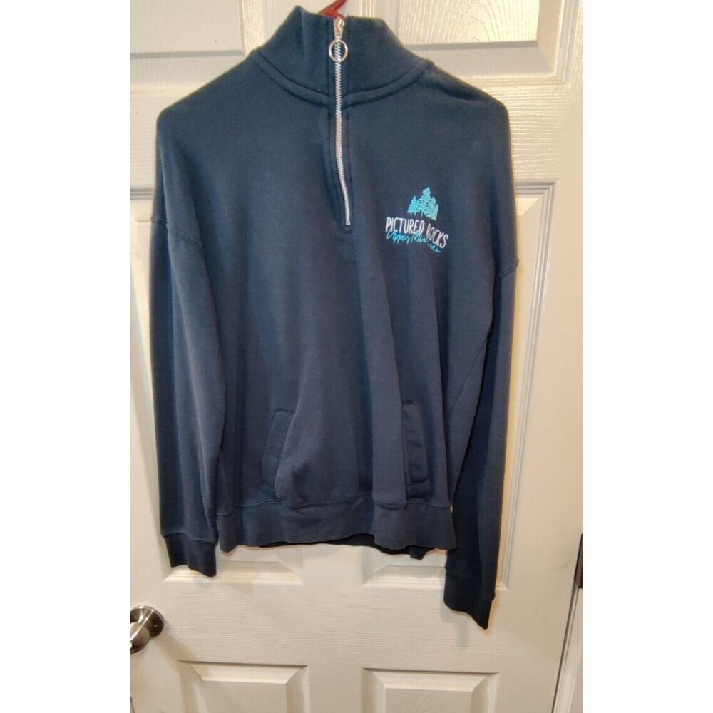 Pictured Rocks Upper Michigan Medium Sweatshirt 1/4 Zip Blue-U.P. of Michigan